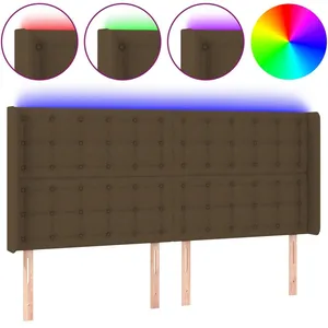 Comparateur de prix : vidaXL Tête de lit à LED Marron foncé 163x16x118/128 cm Tissu