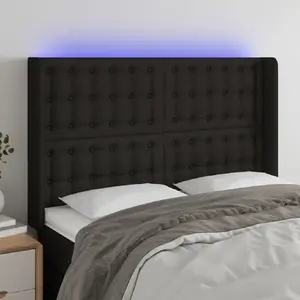 vidaXL Tête de lit à LED Noir 147x16x118/128 cm Tissu pas cher