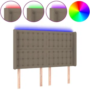 vidaXL Tête de lit à LED Taupe 147x16x118/128 cm Tissu pas cher