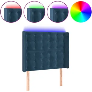 vidaXL Tête de lit à LED Bleu foncé 103x16x118/128 cm Velours pas cher