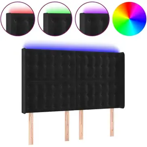 vidaXL Tête de lit à LED Noir 147x16x118/128 cm Velours pas cher