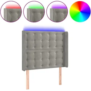 vidaXL Tête de lit à LED Gris clair 83x16x118/128 cm Velours pas cher