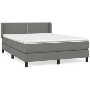 vidaXL Sommier à lattes de lit avec matelas Gris foncé 140x190cm Tissu pas cher