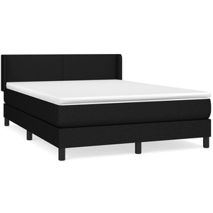 vidaXL Sommier à lattes de lit avec matelas Noir 140x190 cm Tissu pas cher
