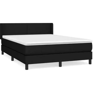 vidaXL Sommier à lattes de lit avec matelas Noir 140x200 cm Tissu pas cher