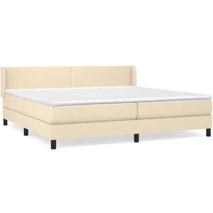 vidaXL Sommier à lattes de lit avec matelas Crème 200x200 cm Tissu pas cher