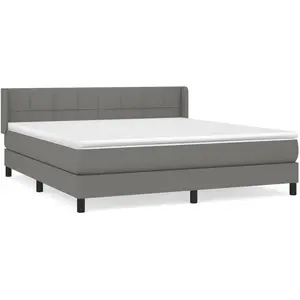 vidaXL Sommier à lattes de lit avec matelas Gris foncé 160x200cm Tissu pas cher