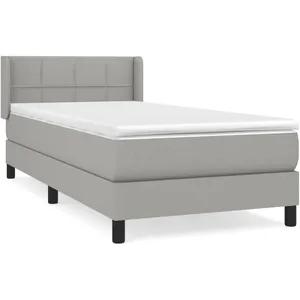 vidaXL Sommier à lattes de lit avec matelas Gris clair 90x200 cm Tissu
