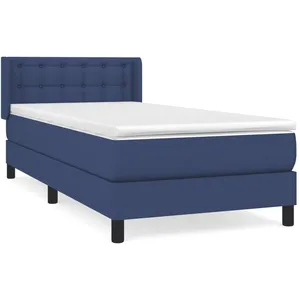 vidaXL Sommier à lattes de lit avec matelas Bleu 80x200 cm Tissu pas cher