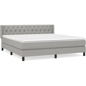 vidaXL Sommier à lattes de lit avec matelas Gris clair 160x200cm Tissu