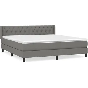 vidaXL Sommier à lattes de lit avec matelas Gris foncé 160x200cm Tissu pas cher