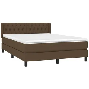 vidaXL Sommier à lattes de lit avec matelas Marron foncé 140x190 cm