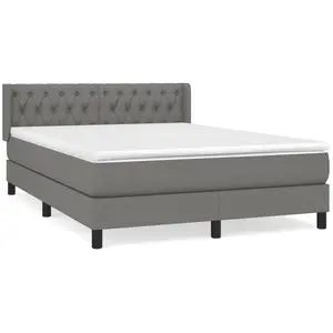 vidaXL Sommier à lattes de lit avec matelas Gris foncé 140x190cm Tissu pas cher