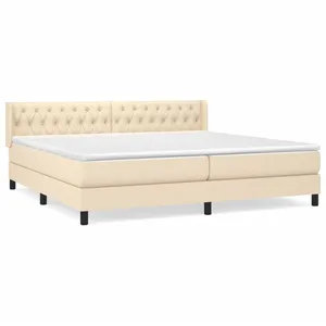 vidaXL Sommier à lattes de lit avec matelas Crème 200x200 cm Tissu pas cher
