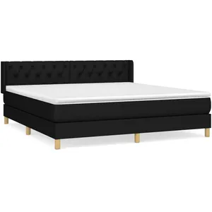 vidaXL Sommier à lattes de lit avec matelas Noir 160x200 cm Tissu pas cher