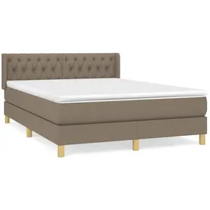 vidaXL Sommier à lattes de lit avec matelas Taupe 140x190 cm Tissu pas cher