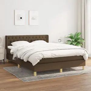 vidaXL Sommier à lattes de lit avec matelas Marron foncé 140x190 cm pas cher