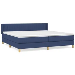 vidaXL Sommier à lattes de lit avec matelas Bleu 200x200 cm Tissu pas cher