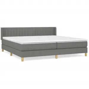vidaXL Sommier à lattes de lit avec matelas Gris foncé 200x200cm Tissu pas cher