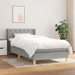 vidaXL Sommier à lattes de lit avec matelas Gris clair 80x200 cm Tissu pas cher