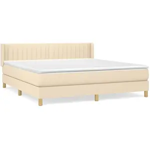 vidaXL Sommier à lattes de lit avec matelas Crème 180x200 cm Tissu pas cher