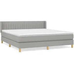 vidaXL Sommier à lattes de lit avec matelas Gris clair 160x200cm Tissu pas cher