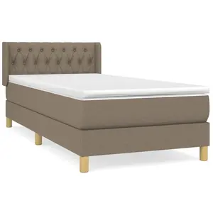 vidaXL Sommier à lattes de lit avec matelas Taupe 90x200 cm Tissu pas cher