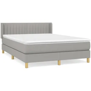 vidaXL Lit à sommier tapissier avec matelas Gris clair 140x200cm Tissu pas cher