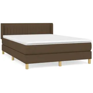 vidaXL Sommier à lattes de lit avec matelas Marron foncé 140x190 cm pas cher