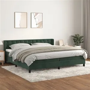 vidaXL Sommier à lattes de lit et matelas Vert foncé 200x200cm Velours pas cher