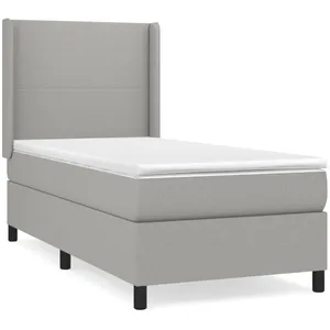 vidaXL Sommier à lattes de lit avec matelas Gris clair 80x200 cm Tissu pas cher