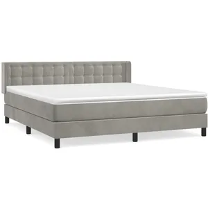 vidaXL Sommier à lattes de lit et matelas Gris clair 180x200cm Velours pas cher