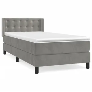 vidaXL Sommier à lattes de lit et matelas Gris clair 80x200 cm Velours pas cher