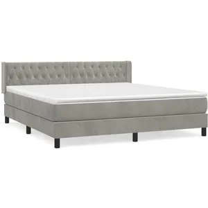 vidaXL Sommier à lattes de lit et matelas Gris clair 160x200cm Velours pas cher