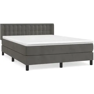 vidaXL Sommier à lattes de lit et matelas Gris foncé 140x200cm Velours pas cher