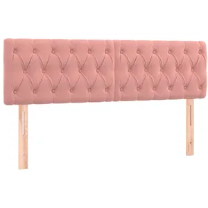 vidaXL Sommier à lattes de lit avec matelas Rose 140x200 cm Velours pas cher