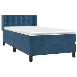 vidaXL Sommier à lattes de lit avec matelas Bleu foncé 90x200 cm pas cher