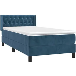 vidaXL Sommier à lattes de lit avec matelas Bleu foncé 90x200 cm pas cher