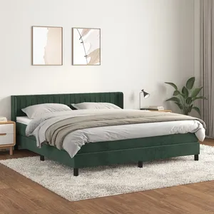 vidaXL Sommier à lattes de lit et matelas Vert foncé 160x200cm Velours pas cher
