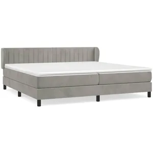 vidaXL Sommier à lattes de lit et matelas Gris clair 200x200cm Velours pas cher