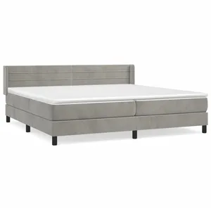 vidaXL Sommier à lattes de lit et matelas Gris clair 200x200cm Velours pas cher