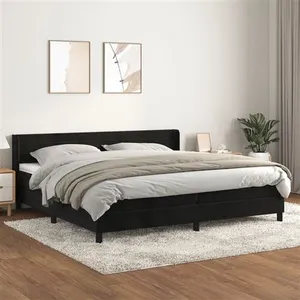 vidaXL Sommier à lattes de lit et matelas Noir 200x200 cm Velours pas cher