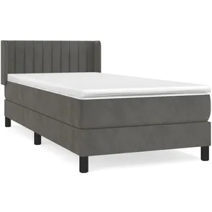 vidaXL Sommier à lattes de lit et matelas Gris foncé 80x200 cm Velours pas cher