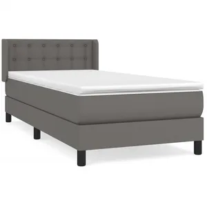vidaXL Sommier à lattes de lit avec matelas Gris 80x200 cm Similicuir pas cher
