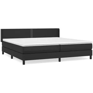 vidaXL Sommier à lattes de lit avec matelas Noir 200x200 cm Similicuir pas cher
