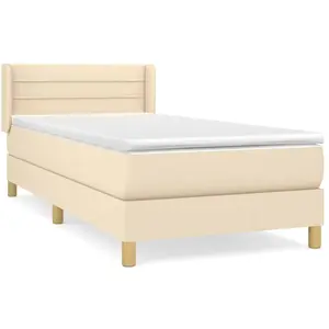 vidaXL Sommier à lattes de lit et matelas Crème 90x190 cm Tissu pas cher