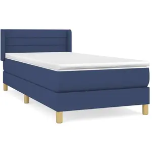 vidaXL Sommier à lattes de lit avec matelas Bleu 80x200 cm Tissu pas cher