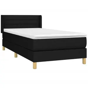 vidaXL Sommier à lattes de lit et matelas Noir 80x200 cm Tissu pas cher