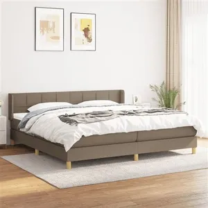 vidaXL Sommier à lattes de lit avec matelas Taupe 200x200 cm Tissu pas cher