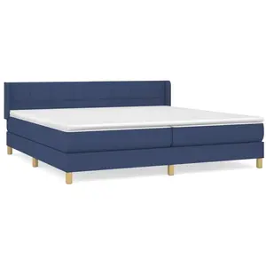 vidaXL Sommier à lattes de lit avec matelas Bleu 200x200 cm Tissu pas cher